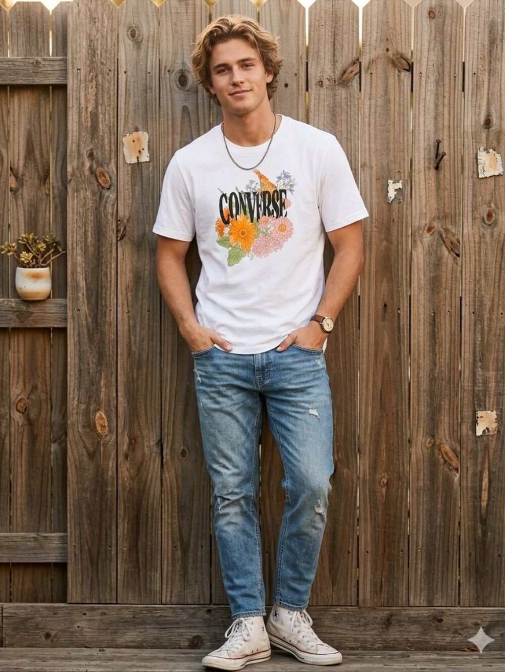 Converse Desert Floral Graphic Tee - White - Size XXL